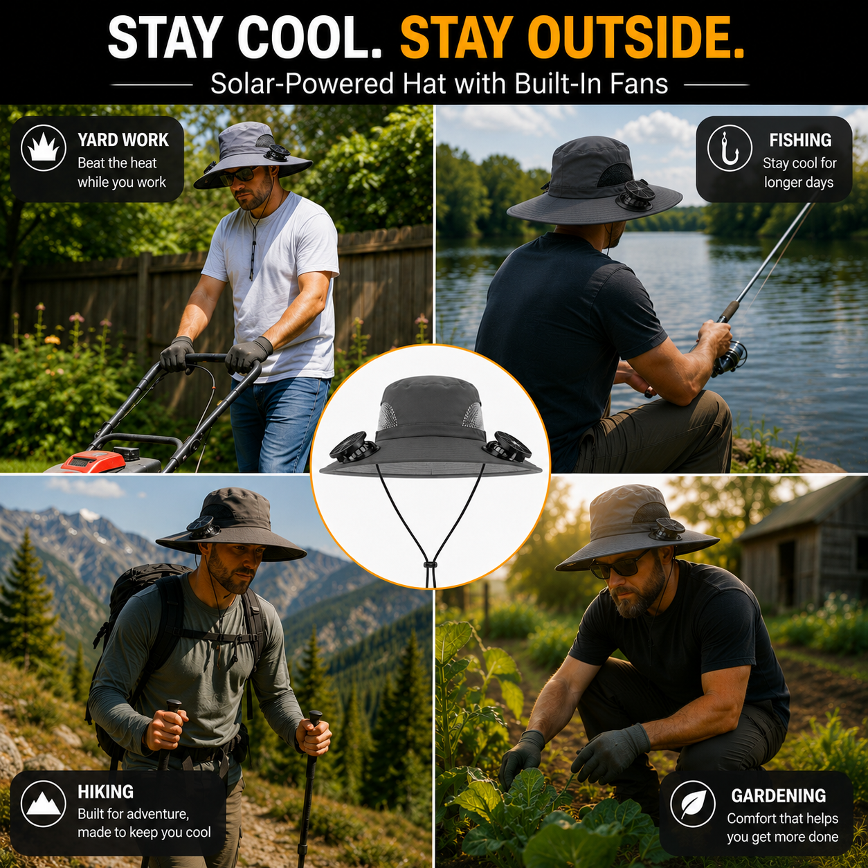 Solar Brim™ Solar-Powered Cooling Hat